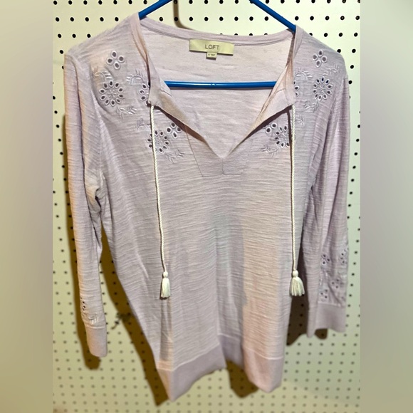 LOFT Tops - LOFT Tunic with embroidered eyelets and cute drawstrings.